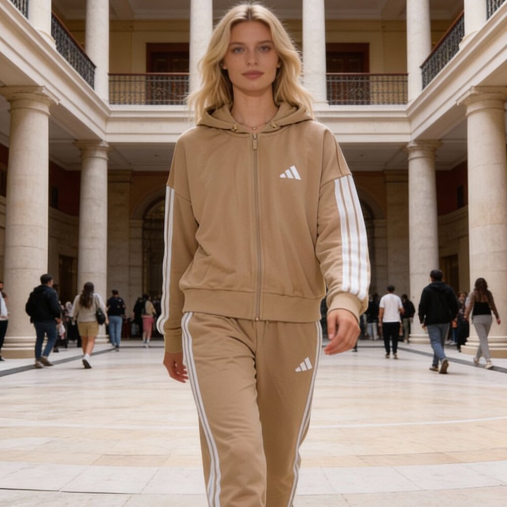 Adidas Women’s‎ 2 Piece Track Suit Warm Sandstone/White J-JY3133 M P-JX7661 S